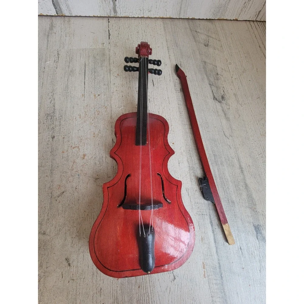 Vintage wooden violin bow display Xmas home decor music figure unique